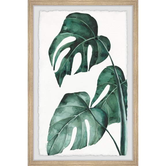 Marmont Hill Split Leaves in White Framed Wall Art
