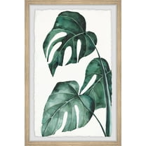 Marmont Hill Split Leaves in White Framed Wall Art