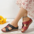 thumbnail image 6 of HAOTAGS Casual Walking Sandals for Ladies with Arch Support Slide Sandals Platform Flower Bohemian Summer Wedge Sandals Red Size 8.5, 6 of 8