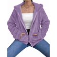 thumbnail image 3 of Women Fuzzy Fleece Jacket Zip Up Oversized Winter Warm Sweatshirt Hoodies Light Purple S, 3 of 9