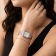 thumbnail image 2 of ELLEN TRACY Women’s Silver Bracelet Watch – White Square Dial with Faceted Crystals, 2 of 7