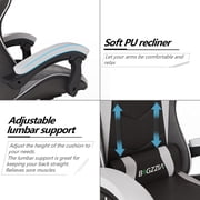 Bigzzia Gaming Chair Office Chair Desk Chair Computer Chair Swivel Chair for Teens Adults Girls(Black White)