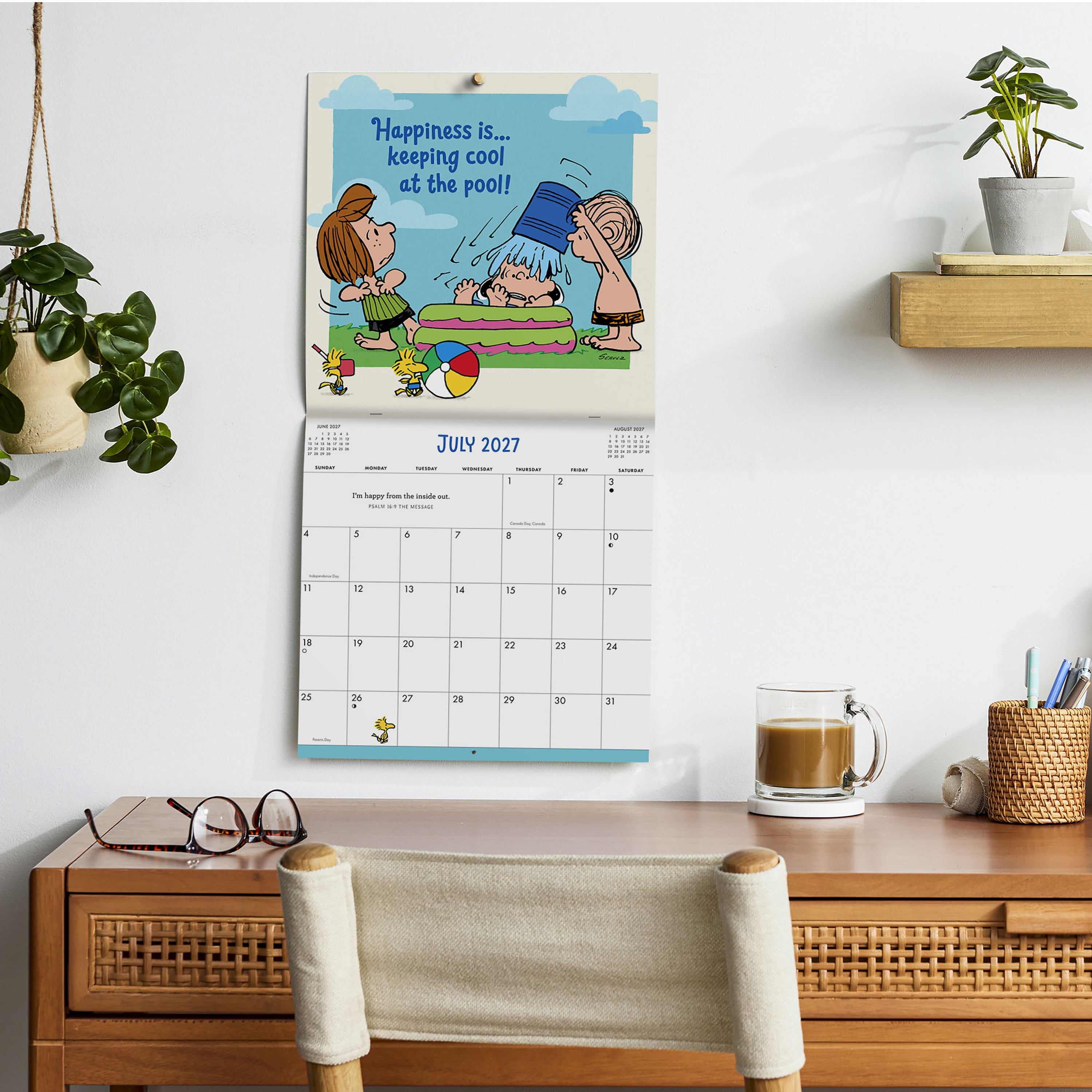 2027 Peanuts Inspirational Hanging Wall Calendar 12x12 January-December Gridded