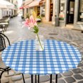 thumbnail image 6 of Blue Round Tablecloth for 36-44 Inch Tables,Fitted Table Cover with Elastic Edge,Country French Rustic Buffalo Plaid Modern Art Waterproof Outdoor Table Cloth Protector for Patio Garden Dinner Picnic, 6 of 9