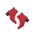thumbnail image 3 of BLISSFUL STEP Women's Round Toe Block High Heel Ankle Chelsea Boots Red 7.5, 3 of 6