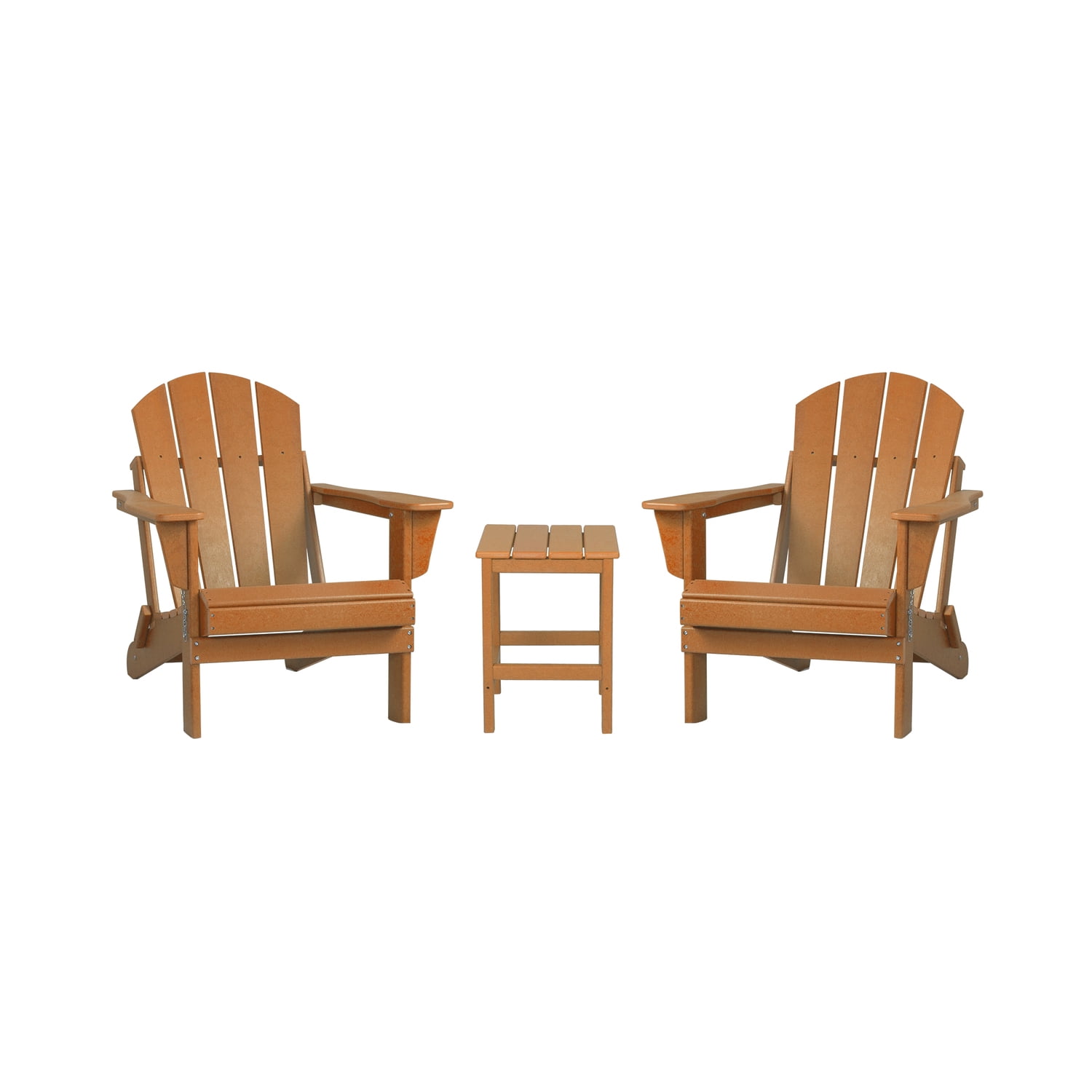 WO 3Piece Outdoor Patio Adirondack Chairs with Side Table Set, Orange
