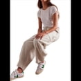 thumbnail image 2 of Pantalones Vaqueros Holgados de Tiro Bajo para Mujer, Informales, con Cintura Elástica y Bolsillos. S, 2 of 9