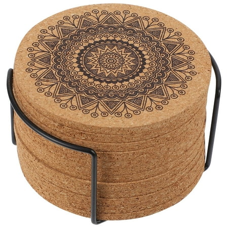 

Visland Drink Coasters Mandala with Holders - 12 Pack Cute Cool Drink Wooden Coasters for Apartment Table Bar Mugs Glasses Cup Beer