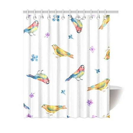 Mkhert Birds Shower Curtain Bath Curtain Waterproof Fabric