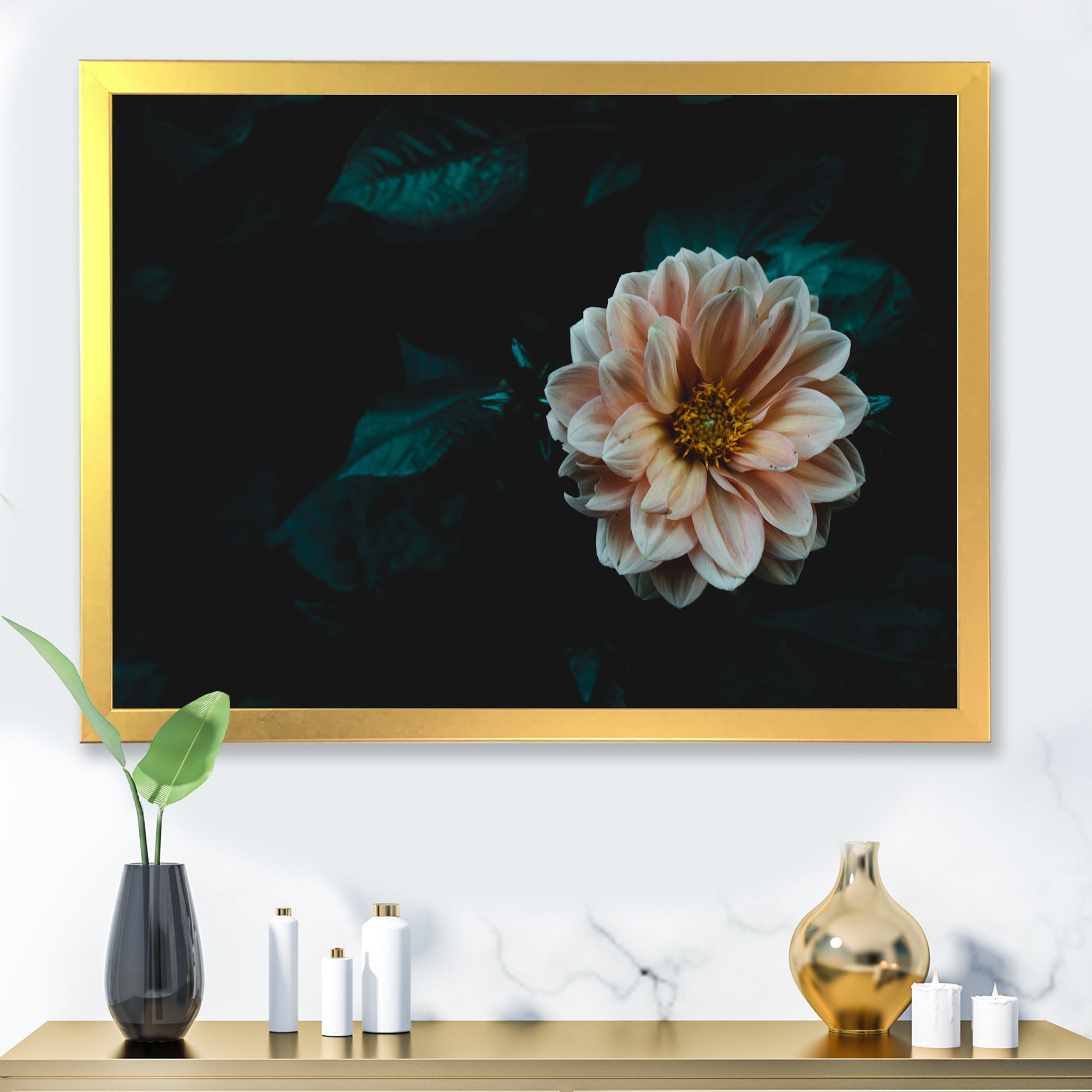 Designart 'Blooming Yellow Flower' Traditional Framed Art Print