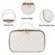 thumbnail image 3 of Bolso cosmético de cuero de la tela escocesa del diamante del laser, bolso cosmético portátil, material de la PU, 3 of 5
