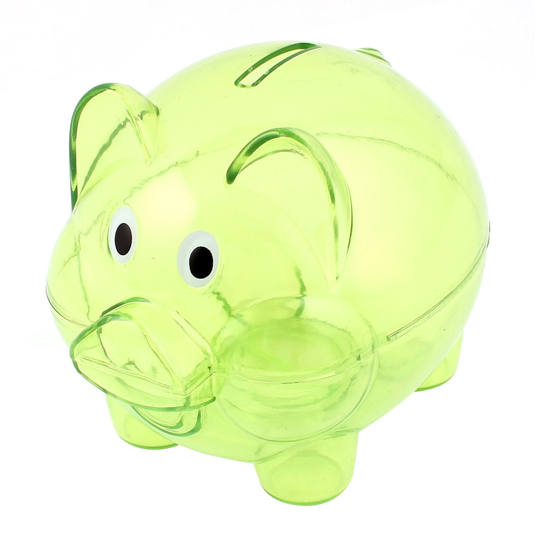 Plastic Collectible Piggy Bank Coin Savings Money Cash Box Clear Green AD 