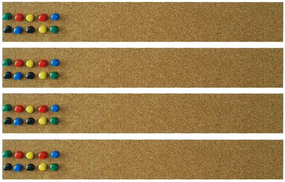 4 Pack Thick Multi Purpose Cork Strips Classroom Bulletin Board Bar 36x3.5x0.5 inches 