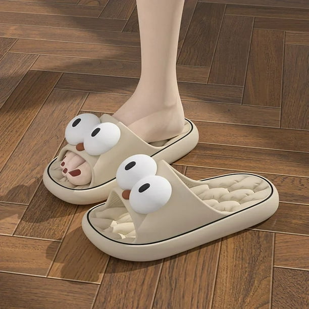 Zapatilla de pareja de dibujos animados de verano, chanclas informales de suela blanda para interior del hogar, zapatos deslizantes antideslizantes para baño, sandalias de playa al aire libre