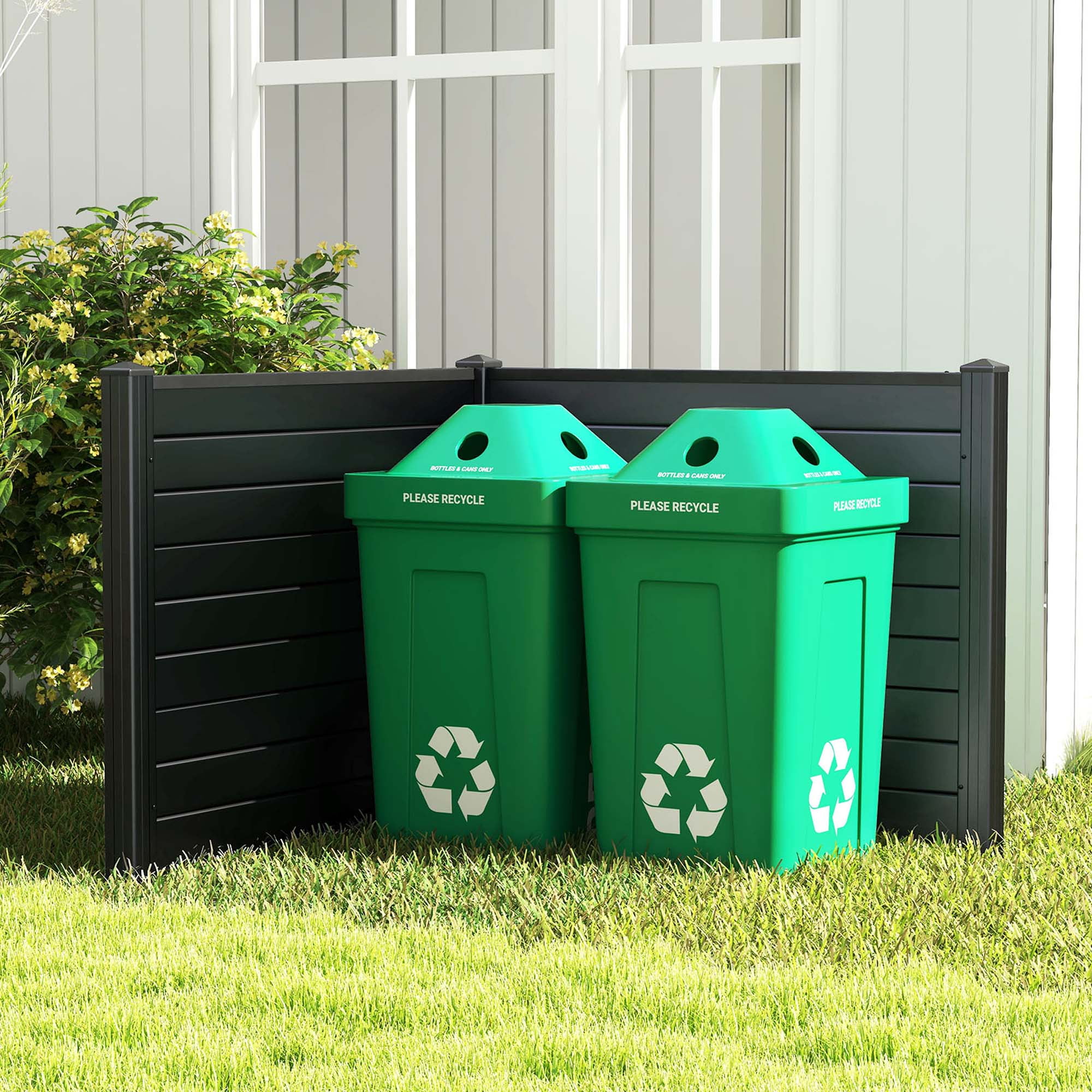 Costway 48"L x 37.5"H Air Conditioner Fence Screen Panel Kit with 3 Ground Stakes Black