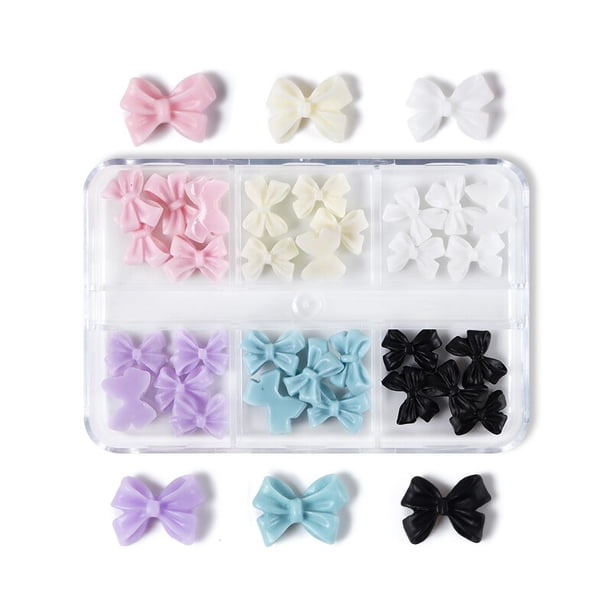 Mini mariposa de resina colorida para decoración de uñas, oso de goma lindo, accesorios de bricolaje Kawaii, decoración 3D, 6 rejillas