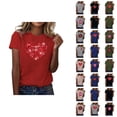 thumbnail image 1 of T-shirts de la Saint-Valentin pour Femmes 2026 Mode Manches Courtes Col Rond Cœur Graphique, 1 of 4
