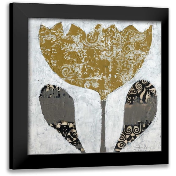 Goldberger, Jennifer 12x12 Black Modern Framed Museum Art Print Titled - Folk Flowers I
