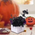 thumbnail image 6 of CoudarTitie Halloween Artificial Flowers Boxed Faux Flowers in Wooden Box Decorative Flowers Dark violet, 6 of 9