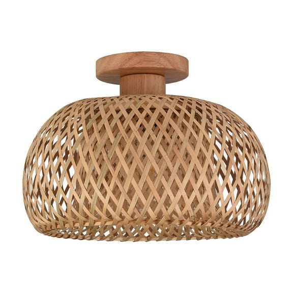 Autrinix ​​Woven Bamboo Pendant Light, Natural Rattan Ceiling Fixture With Bowl Shape Design, E26 Bulb Compatible For Kitchen & Hallway, Antique Style Lighting For 32-53 Sq Ft Areas