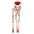 thumbnail image 3 of Clara Pucci 18K Rose Gold 1.925 Simulated Ruby Engraveable Engagement Ring + Wedding Band Set, 3 of 7