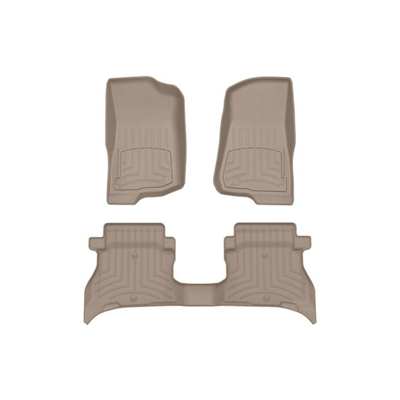 WeatherTech FloorLiner HP Custom Fit Floor Mats compatible with 2021-2025 Jeep Wrangler 4xe - 1st & 2nd Row, Tan