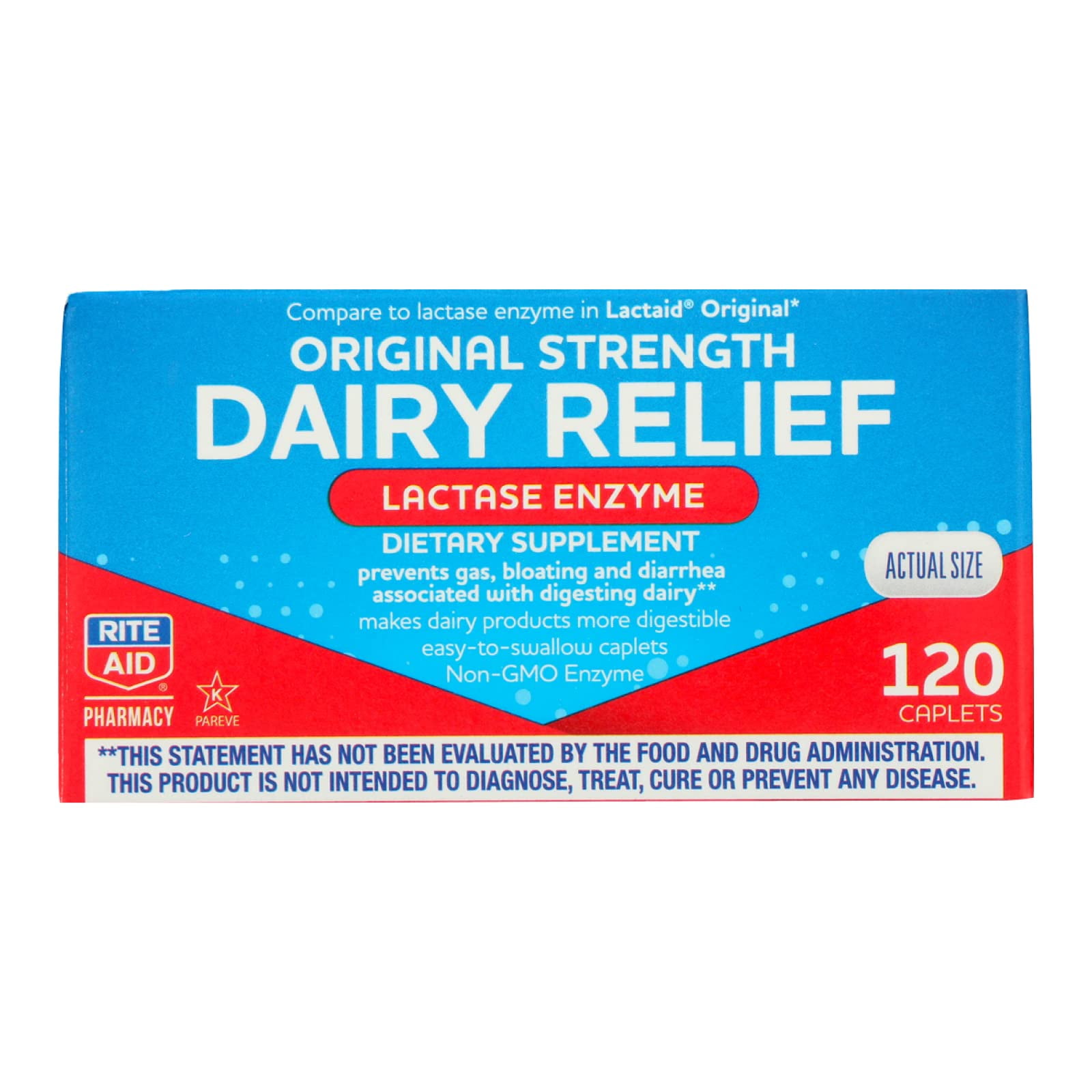 Rite Aid Fast Acting Dairy Relief Lactase Enzyme 120 Caplets