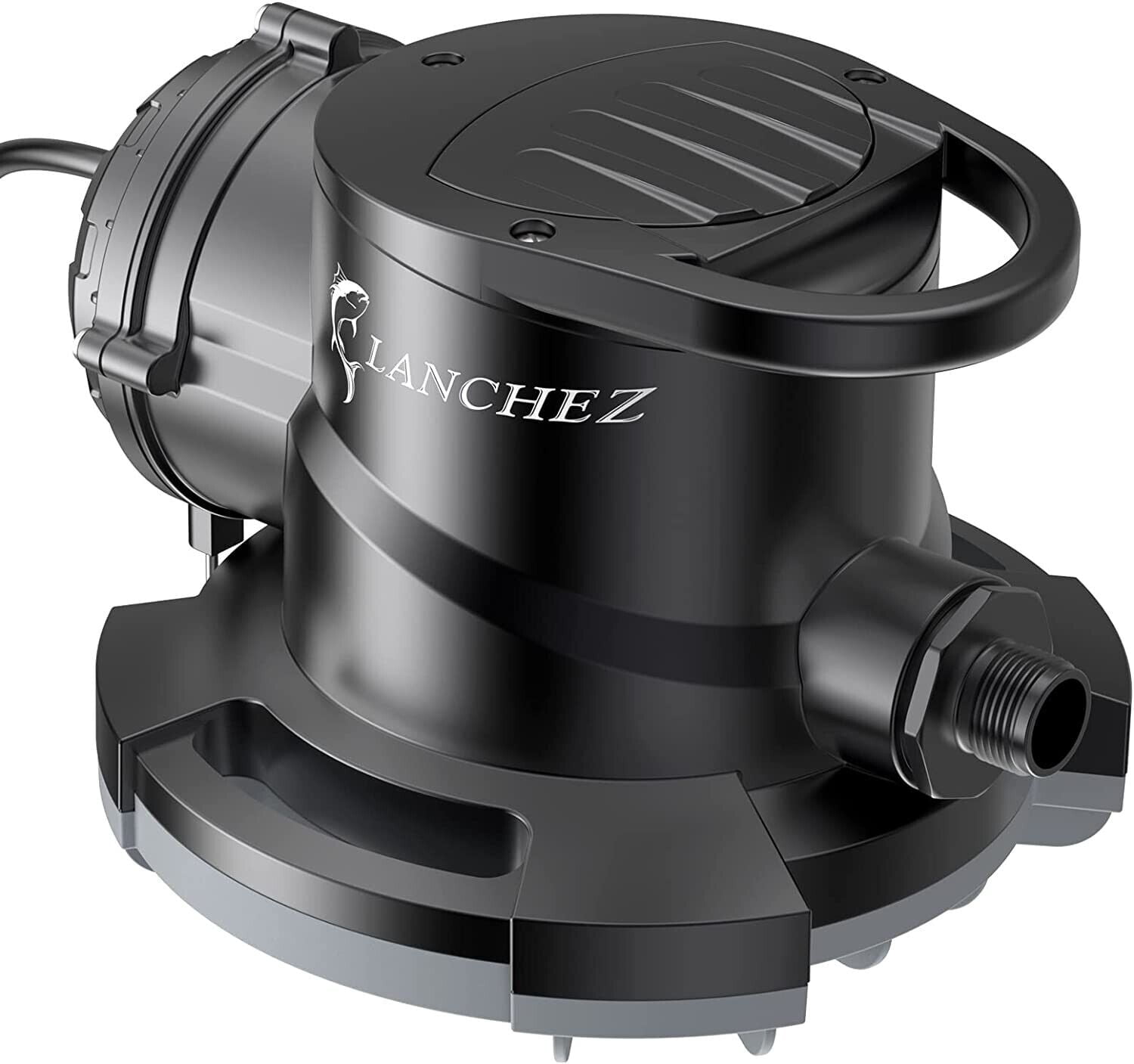 LANCHEZ 1/2HP Automatic Swimming Pool Cover Pump, 2000GPH Submersible Water Sump Pump with Check Valve & 3 Adapters, 25ft Power Cord, Removal for Swimming Pool, Hot Tubs, Rooftops, Water Beds and mor