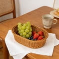 thumbnail image 5 of Yooshoverk Plastic Imitation Vines Woven Storage Basket Fruit Vegetable Snack Bread Basket Multi-Functional Organizer Tray Multicolor 12.2*8.27*3.74In, 5 of 6