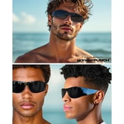 Grinderpunch Super Dark CAT 4 Sunglasses Polarized Blackout Lenses for Light Sensitivity & Migraine Relief Wrap Around - Gloss Black Superdark