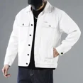 thumbnail image 2 of Chaqueta vaquera negra con botones para hombre, abrigo vaquero de otoño para hombre, ropa Rock on Board color caqui, invierno 2024, diseño estético, talla grande, 2 of 4
