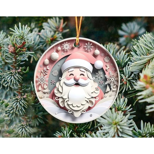 onlyliua ¡ ¡Promoción de Temporada! Colgante de Acrílico Navideño Textura Cóncava y Redondo