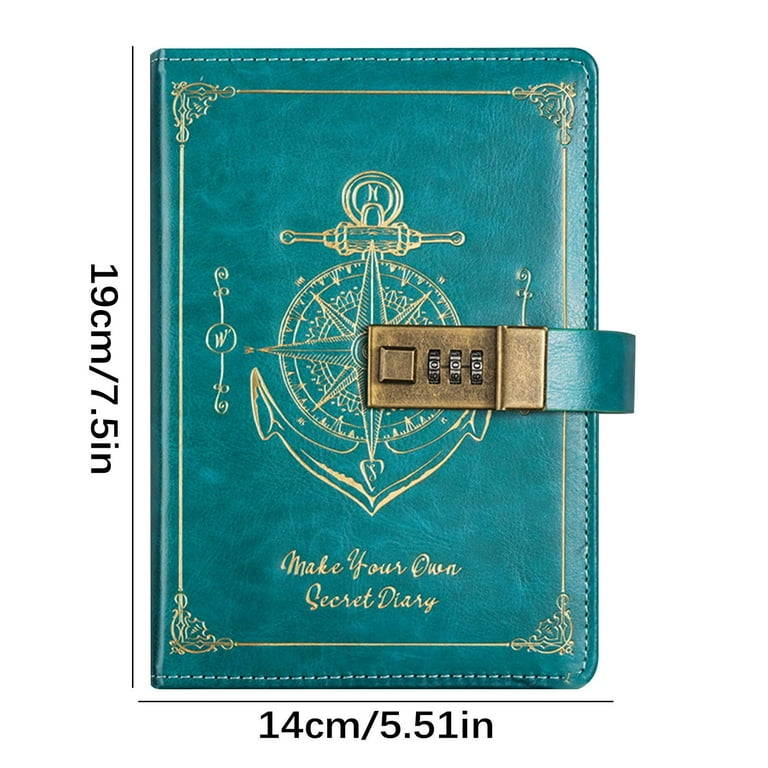 Diary with Lock,PU Leather Journal with Lock 224 Pages,Vintage 