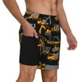 thumbnail image 2 of Yiaed Yellow Excavator Print Mens Swim Trunks Bathing Suit Compression Liner Beach Swim Shorts Swimwear Quick Dry Zipper Pocket No-Chafing Board Short-3X-Large, 2 of 6