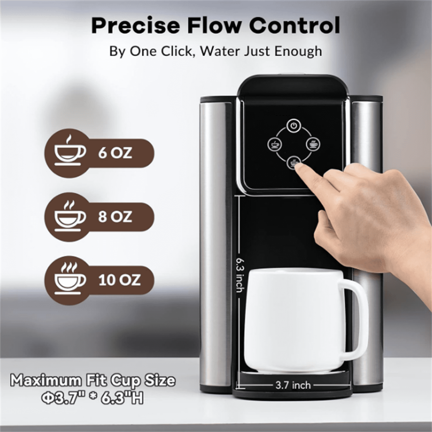 Coffee Maker 3 in 1 Single Serve Coffee Machine, Compatible with K cup Capsules, Instant Coffee Pot, Tea maker, 6,8,10 Oz Cup, Removable 50 Oz Water Reservoir, 120V 1150W