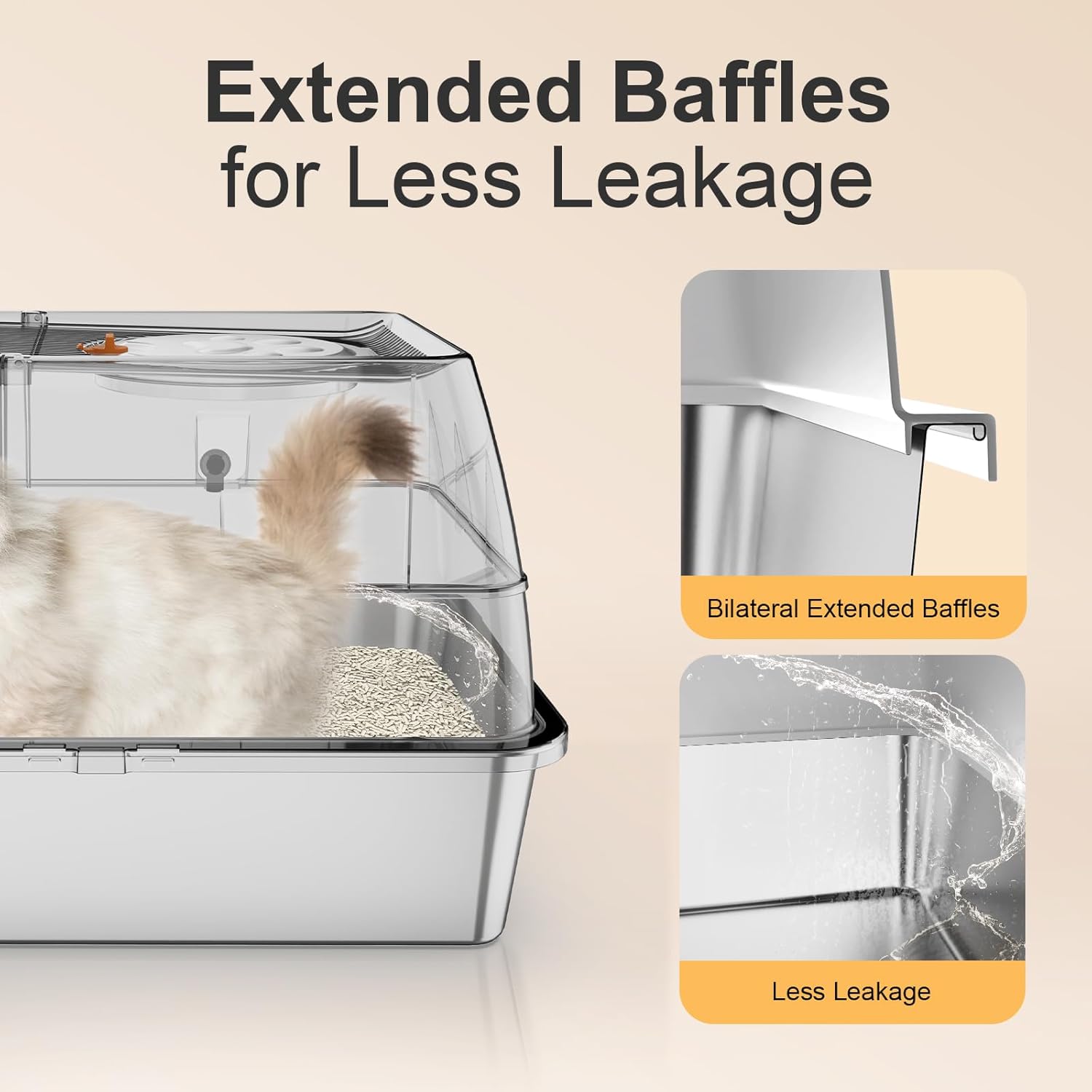 tainless Steel Litter Box with Lid, XL Extra Large Enclosed Cat Litter Box Fits All Cats Modular Design with Flip Cover, Top Entry Metal High Sided Cat Box & Pedal & Scoop
