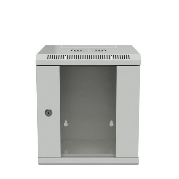 NavePoint 11.8 in Wall Mount Network Cabinet, 6U, Glass, Gray