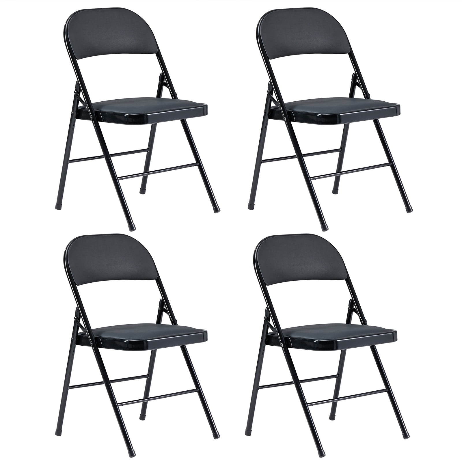 UBesGoo 8 Pack Folding Chairs Cushioned Padded Seat with Metal Frame, Black