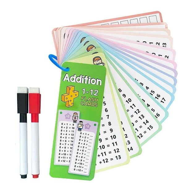 15pcs Math Flash Cards 0-12 Multiplication/Division/Addition/Subtraction Learning Cards for Kids, Educational Math Tool for 1st-3rd Grade & Teachers