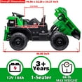 thumbnail image 3 of sopbost 12V Electric Ride-on Dump Truck 1 Seater 2WD Ride on Car with Electric Lifting Dump Bed Ride-on Toys w/ Remote, Green, 3 of 6