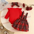 thumbnail image 5 of JIAYUE Child Clothes Sets Girls Long Sleeve Ribbed Infant Romper Bodysuit Bowknot Plaid Suspender Skirts Outfits Casual Clothing, 5 of 9