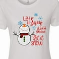 thumbnail image 4 of Inktastic Christmas Let It Snow Cute Snow Man with Snowflakes Women's T-Shirt, 4 of 5