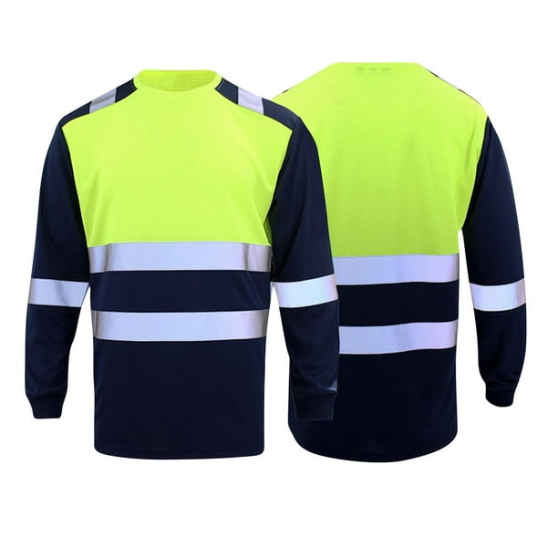 pstuiky camisas de manga larga para hombre, Camiseta de trabajo reflectante y transpirable para hombre, informal, de color sólido, con cuello redondo y manga larga. Tops de talla grande para hombre m