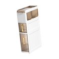 thumbnail image 1 of Armario de almacenamiento para suelo de baño, organizador multifuncional estrecho con cajones, soporte de papel higiénico para lavandería, apartamento 3 niveles, 1 of 9
