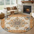 thumbnail image 2 of 7ft Round Rug Burnt Orange Boho Area Rugs for Living Room Bedroom Washable Non Slip Circle Rug Low Pile Soft Southwestern Ethnic Geometric Indoor Floor Carpet for Kitchen Entryway Office Dining Room, 2 of 9