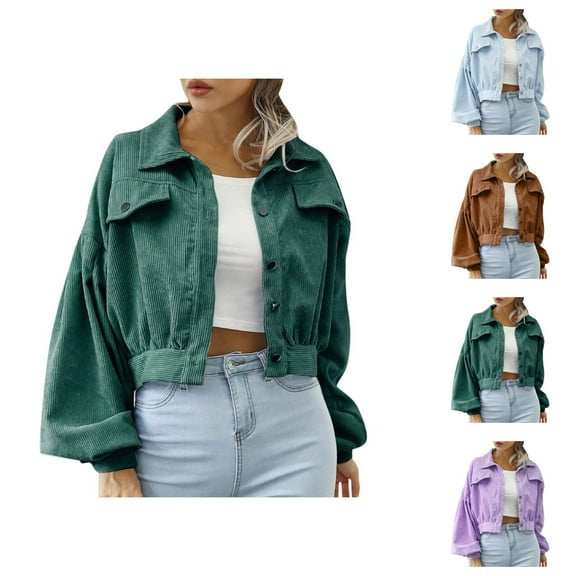 Women's Jackets Winter Jackets for Women Womens Casual Lapel Corduroy Jacket With Sleeves Single Short Jacket