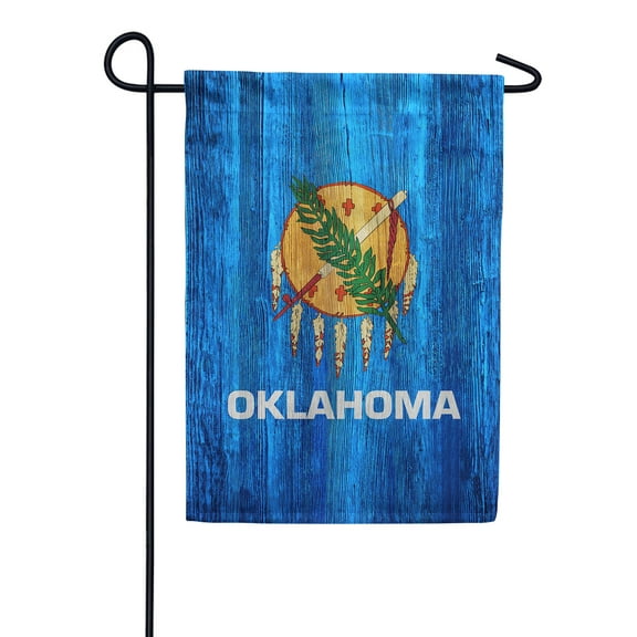 America Forever Oklahoma State Flag 12.5 x 18 Inch Double Sided Outdoor Yard Decorative USA Vintage Wood State of Oklahoma Garden Flag, Made in the USA
