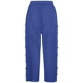 thumbnail image 5 of Pantalones capri ligeros de lino liso con cinturón y botones laterales para mujer - Pantalones cortos informales de cintura alta, 5 of 5