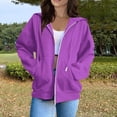 thumbnail image 2 of Women's Loose Hooded Zipper Hoodie, Long Sleeve Oversized Jacket with Pockets, Solid Color, Y2K Fashion, 2 of 5
