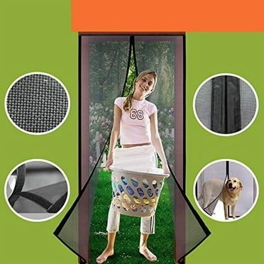 Homearda Magnetic Screen Door Fiberglass-New Upgraded Magnets & Strengthen Top Never Ripped-Durable Fiberglass Mesh Curtain with Weights in Bottom-Full Frame Magic Seal-Fits Door up to 36''x82''